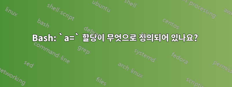 Bash: `a=` 할당이 무엇으로 정의되어 있나요?