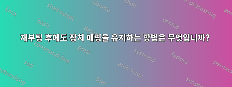 재부팅 후에도 장치 매핑을 유지하는 방법은 무엇입니까?