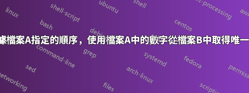 根據檔案A指定的順序，使用檔案A中的數字從檔案B中取得唯一ID