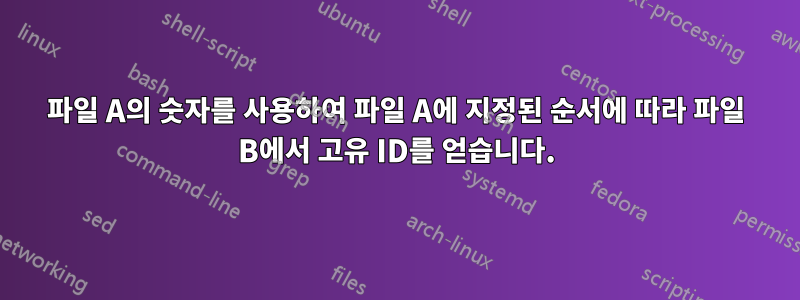 파일 A의 숫자를 사용하여 파일 A에 지정된 순서에 따라 파일 B에서 고유 ID를 얻습니다.