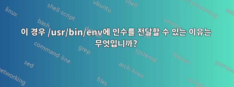 이 경우 /usr/bin/env에 인수를 전달할 수 있는 이유는 무엇입니까?
