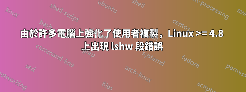 由於許多電腦上強化了使用者複製，Linux >= 4.8 上出現 lshw 段錯誤