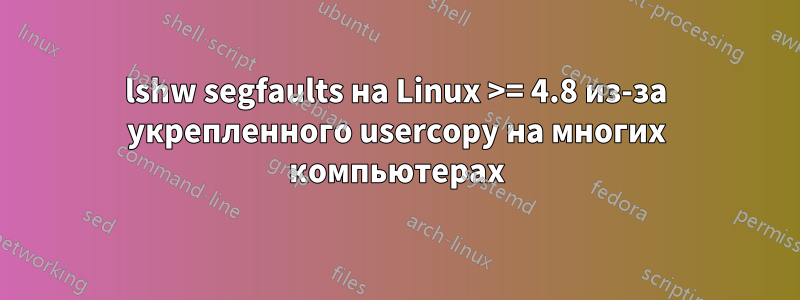 lshw segfaults на Linux >= 4.8 из-за укрепленного usercopy на многих компьютерах