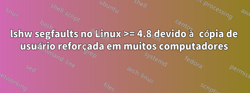 lshw segfaults no Linux >= 4.8 devido à cópia de usuário reforçada em muitos computadores