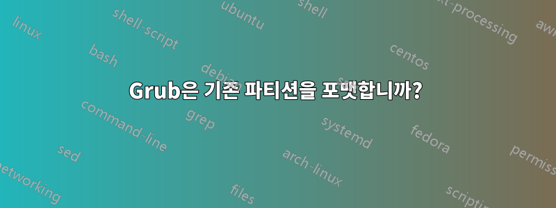 Grub은 기존 파티션을 포맷합니까?