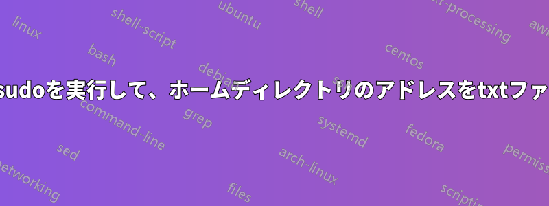 別のユーザーとしてsudoを実行して、ホームディレクトリのアドレスをtxtファイルに保存します。