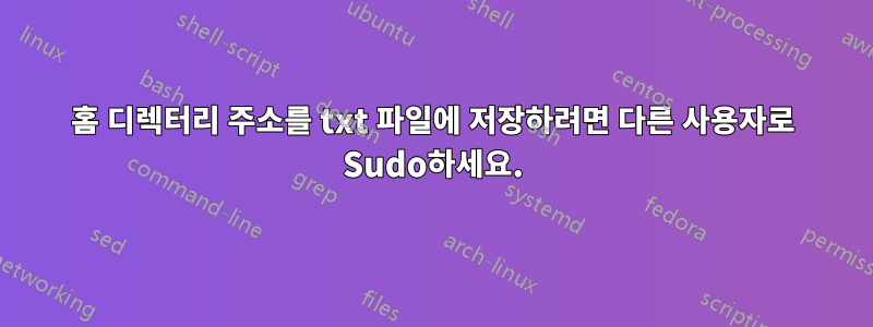 홈 디렉터리 주소를 txt 파일에 저장하려면 다른 사용자로 Sudo하세요.