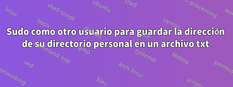 Sudo como otro usuario para guardar la dirección de su directorio personal en un archivo txt