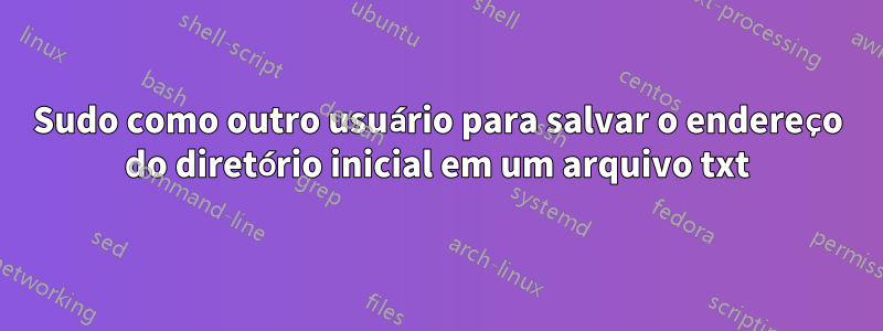 Sudo como outro usuário para salvar o endereço do diretório inicial em um arquivo txt