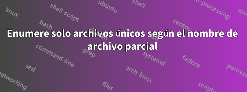 Enumere solo archivos únicos según el nombre de archivo parcial