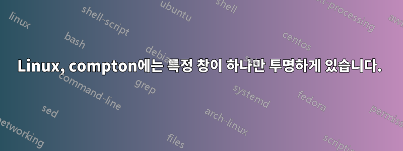 Linux, compton에는 특정 창이 하나만 투명하게 있습니다.