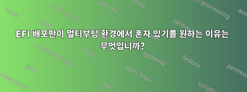 EFI 배포판이 멀티부팅 환경에서 혼자 있기를 원하는 이유는 무엇입니까?