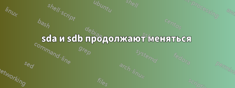 sda и sdb продолжают меняться