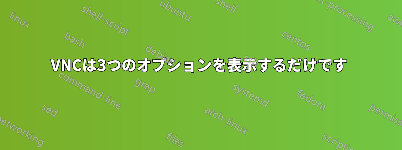VNCは3つのオプションを表示するだけです