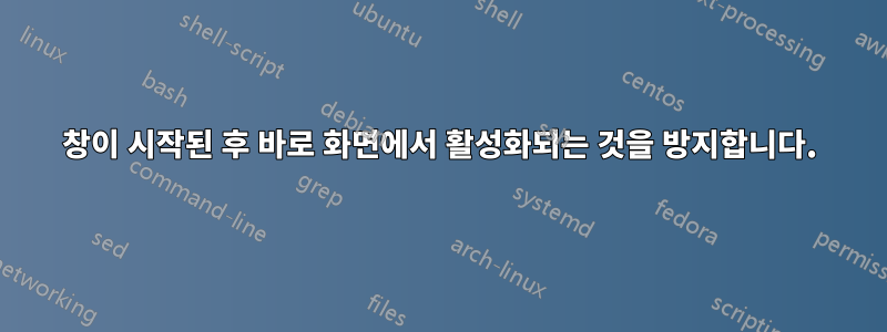 창이 시작된 후 바로 화면에서 활성화되는 것을 방지합니다.