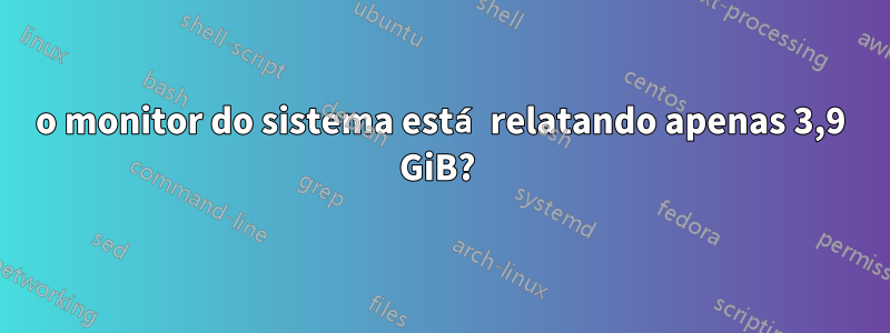 o monitor do sistema está relatando apenas 3,9 GiB? 