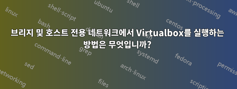 브리지 및 호스트 전용 네트워크에서 Virtualbox를 실행하는 방법은 무엇입니까?