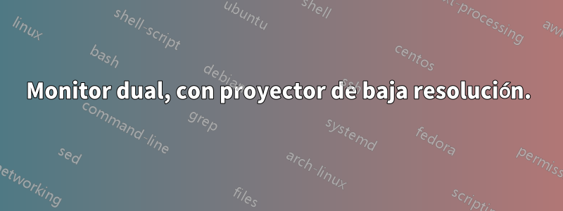 Monitor dual, con proyector de baja resolución.