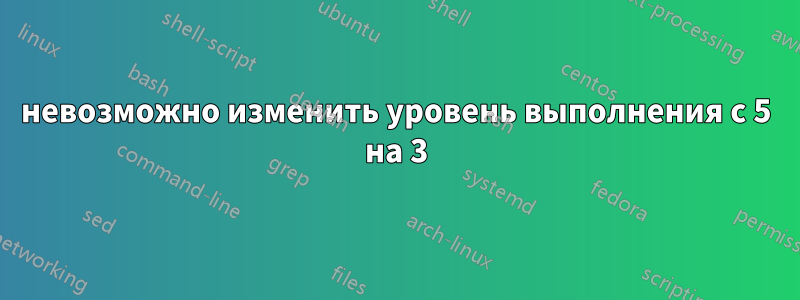 невозможно изменить уровень выполнения с 5 на 3