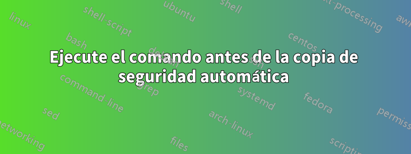 Ejecute el comando antes de la copia de seguridad automática