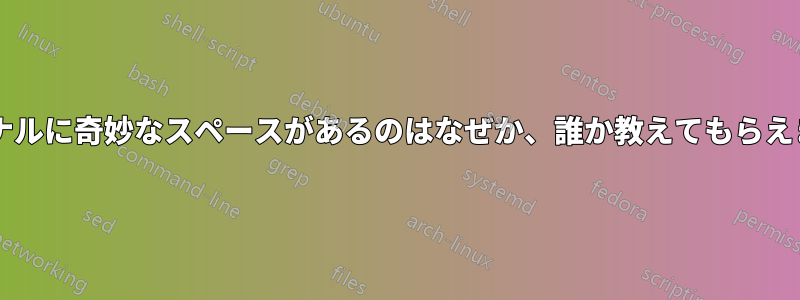 ターミナルに奇妙なスペースがあるのはなぜか、誰か教えてもらえますか?