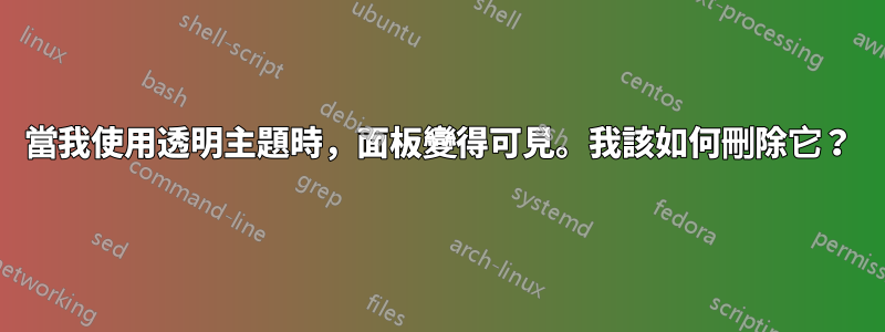 當我使用透明主題時，面板變得可見。我該如何刪除它？