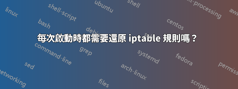 每次啟動時都需要還原 iptable 規則嗎？