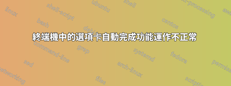 終端機中的選項卡自動完成功能運作不正常