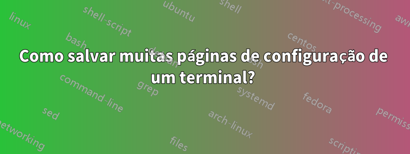 Como salvar muitas páginas de configuração de um terminal?