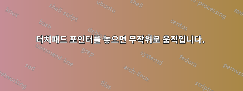 터치패드 포인터를 놓으면 무작위로 움직입니다.