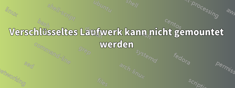 Verschlüsseltes Laufwerk kann nicht gemountet werden