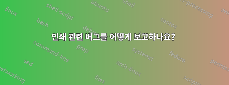 인쇄 관련 버그를 어떻게 보고하나요?