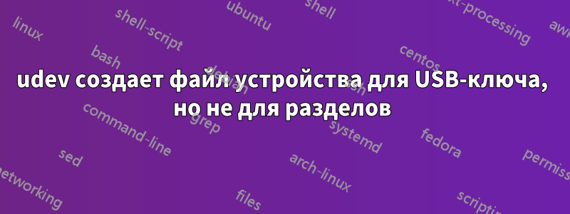 udev создает файл устройства для USB-ключа, но не для разделов