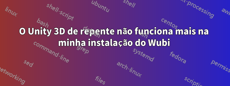 O Unity 3D de repente não funciona mais na minha instalação do Wubi