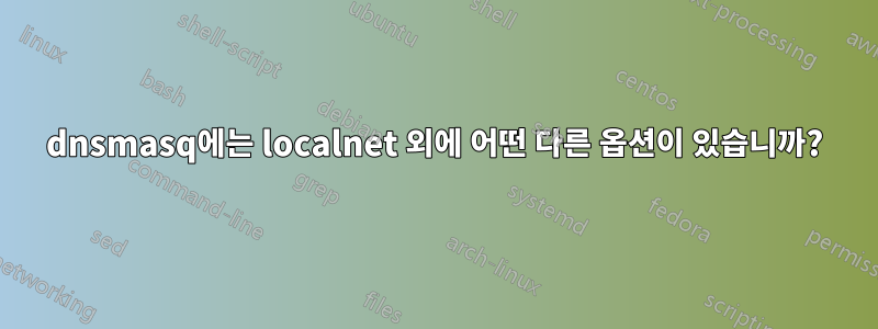 dnsmasq에는 localnet 외에 어떤 다른 옵션이 있습니까?