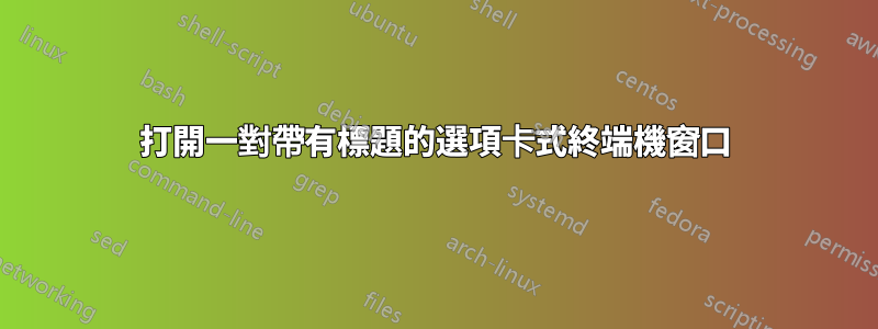 打開一對帶有標題的選項卡式終端機窗口