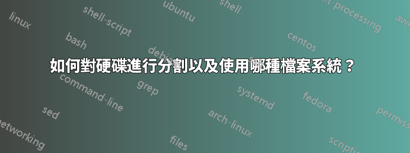 如何對硬碟進行分割以及使用哪種檔案系統？