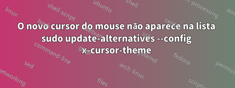 O novo cursor do mouse não aparece na lista sudo update-alternatives --config x-cursor-theme