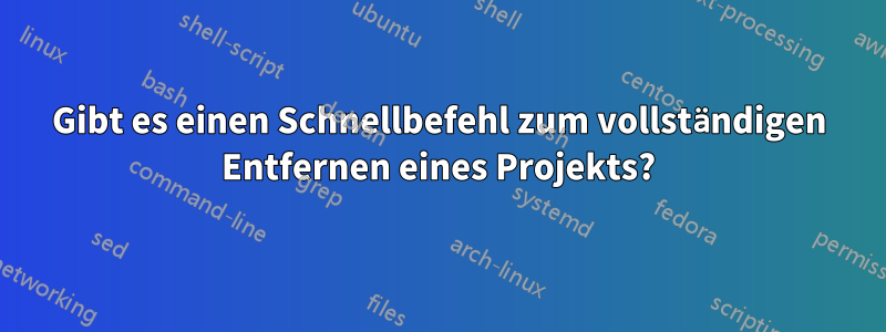 Gibt es einen Schnellbefehl zum vollständigen Entfernen eines Projekts?