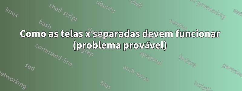 Como as telas x separadas devem funcionar (problema provável)