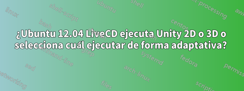 ¿Ubuntu 12.04 LiveCD ejecuta Unity 2D o 3D o selecciona cuál ejecutar de forma adaptativa?