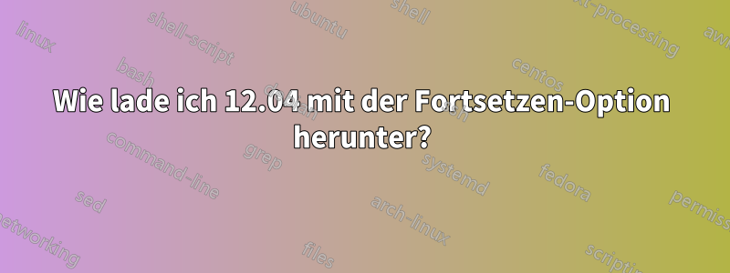 Wie lade ich 12.04 mit der Fortsetzen-Option herunter?