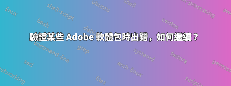 驗證某些 Adob​​e 軟體包時出錯，如何繼續？