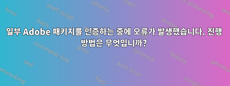 일부 Adobe 패키지를 인증하는 중에 오류가 발생했습니다. 진행 방법은 무엇입니까?