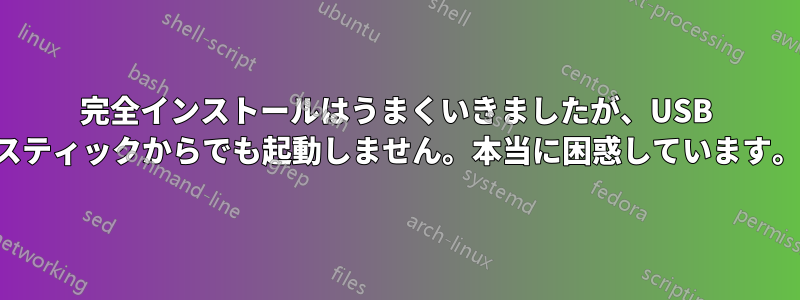 完全インストールはうまくいきましたが、USB スティックからでも起動しません。本当に困惑しています。