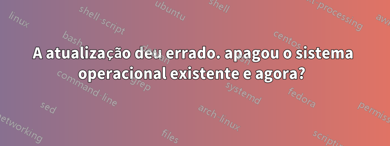 A atualização deu errado. apagou o sistema operacional existente e agora? 