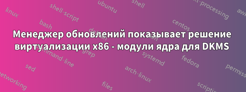 Менеджер обновлений показывает решение виртуализации x86 - модули ядра для DKMS