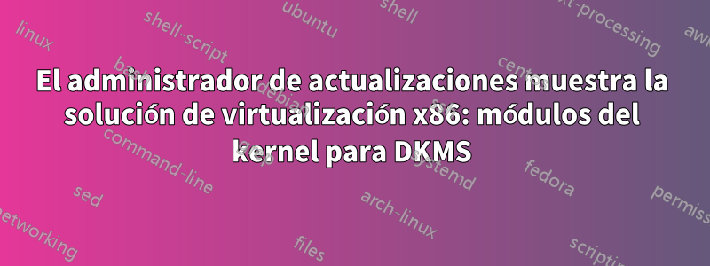 El administrador de actualizaciones muestra la solución de virtualización x86: módulos del kernel para DKMS