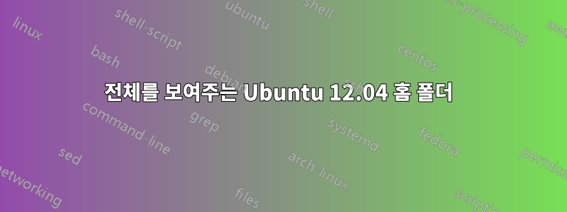 전체를 보여주는 Ubuntu 12.04 홈 폴더 
