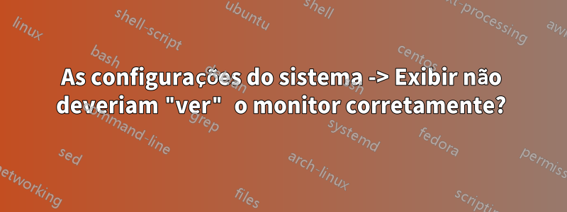 As configurações do sistema -> Exibir não deveriam "ver" o monitor corretamente?